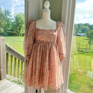 Floral puff sleeve babydoll dress